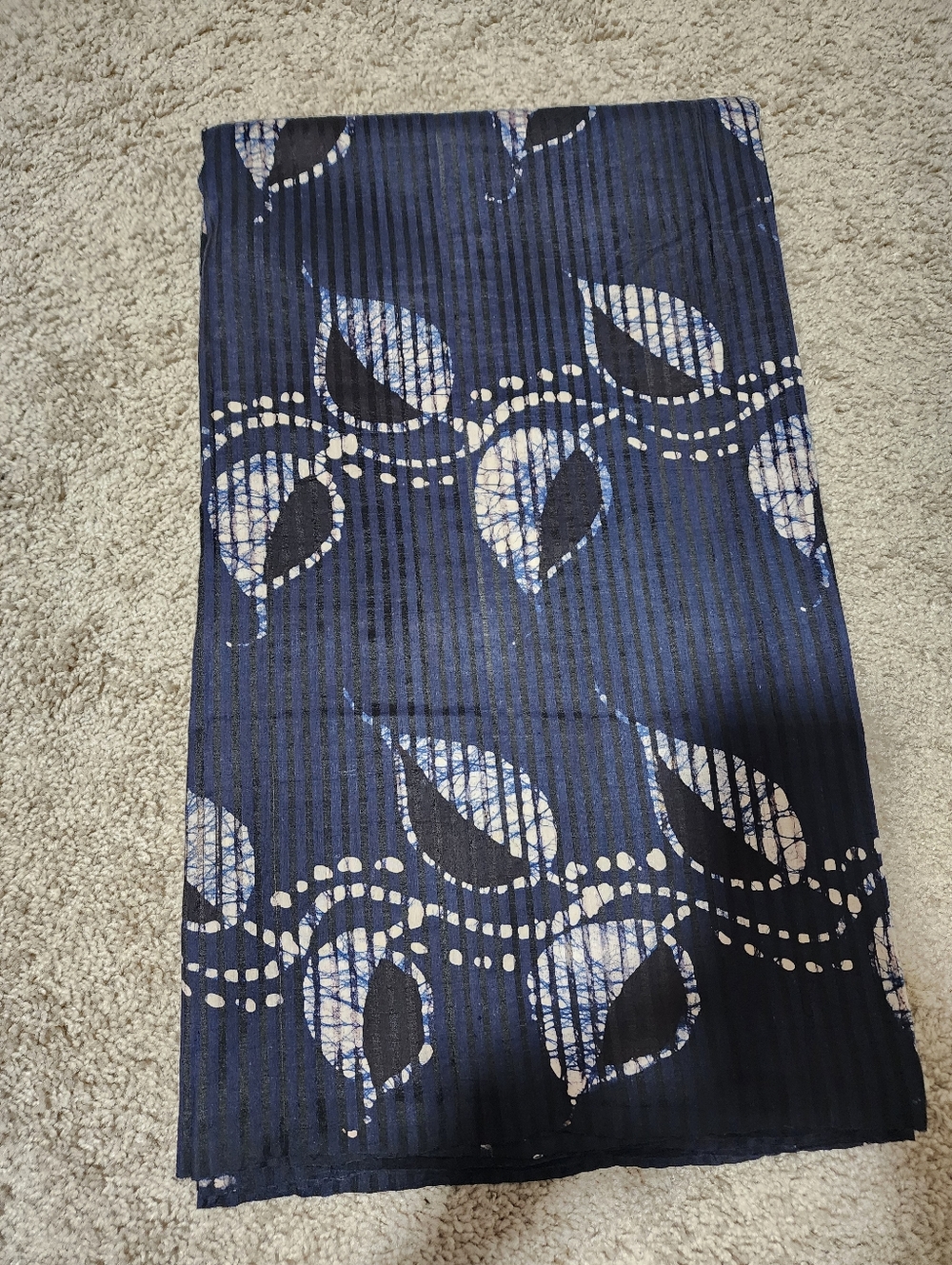 Navy Blue Leaf Print Extereamly Soft Cotton Fabric Saree/sari